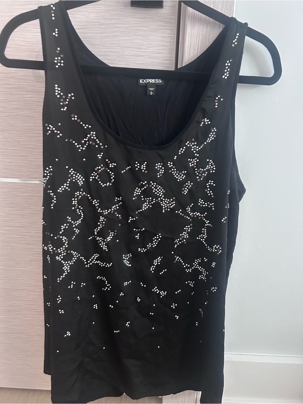 Express Black Tank Top with Silver Stud Embellishments